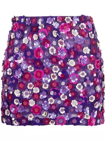 P.A.R.O.S.H. Floral sequin-embellished Fitted Skirt - Farfetch