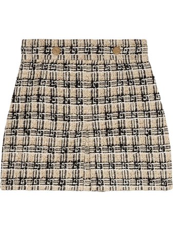 Gucci Square G Check Tweed Skirt