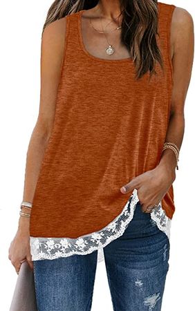 Amazon.com: Womens Tank Tops Sleeveless Solid Color Tops and Blouses Orange L : Clothing, Shoes & Jewelry