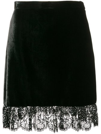 Miu Miu lace-trimmed Velvet Mini Skirt - Farfetch
