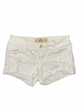 White stretch low-rise Hollister denim shorts