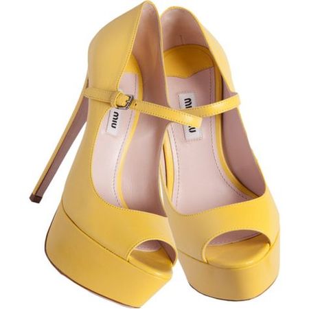 Yellow Peep Toe Heels