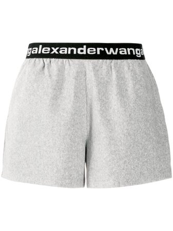 Shop Alexander Wang logo-waistband track shorts with Express Delivery - FARFETCH