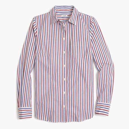 Washed shirt in red and blue stripes