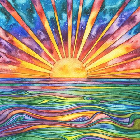 Sun Water Watercolour Print of Original Painting Sunset - Etsy