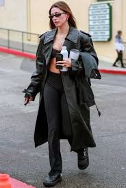 hailey bieber wearing trench coat - Google Search