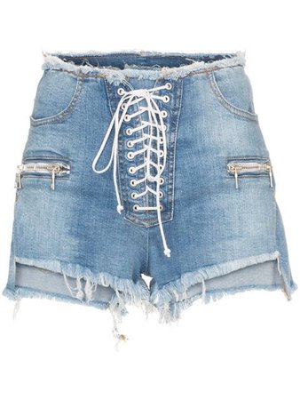 Unravel Project lace-up denim shorts $530 - Buy SS19 Online - Fast Global Delivery, Price
