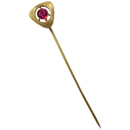14 Karat Antique Ruby Hat Pin For Sale at 1stDibs