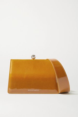 Mini Twin Ombre Coated-suede Shoulder Bag - Mustard