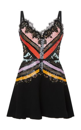 Sequined-Lace Silk Mini Dress by Elie Saab | Moda Operandi