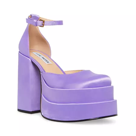 CHARLIZE Purple Satin Stacked Platform Block Heel | Women's Heels – Steve Madden