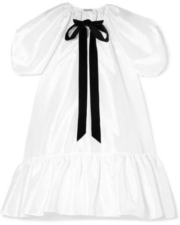 Cecilie Bahnsen - Chrystal Pussy-bow Ruffled Satin Mini Dress - White