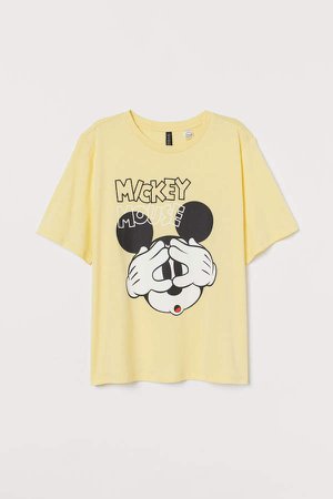 T-shirt with Motif - Yellow