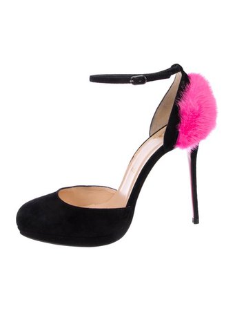 Christian Louboutin Suede Fur-Trimmed Pumps - Shoes - CHT112431 | The RealReal
