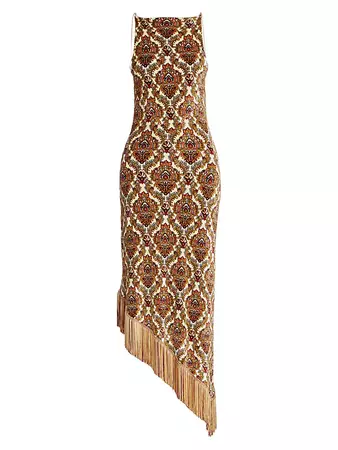 Shop Rabanne Damask Fringe Maxi Dress | Saks Fifth Avenue