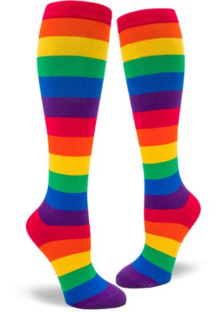 Rainbow Knee Socks | Striped Pride Socks for Women - Cute But Crazy Socks