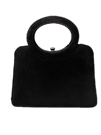 Vintage Black Mod Purse Pin Suede or Faux Suede Up Space Age Mod Handbag