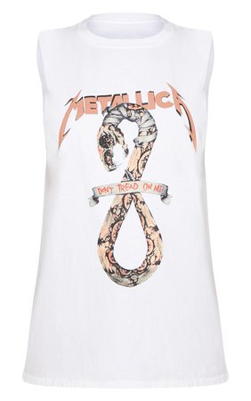 Black Metallica Slogan Oversized Vest | Tops | PrettyLittleThing USA