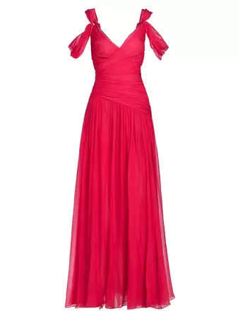 Shop Oscar de la Renta Draped Off-the-Shoulder Silk Chiffon Gown | Saks Fifth Avenue