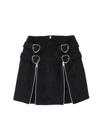 Heart Sliver Black Pleated Mini Skirt