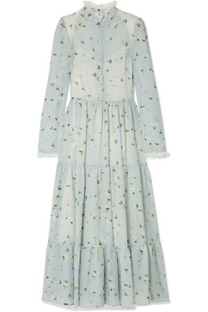 Philosophy di Lorenzo Serafini | Lace-trimmed floral-print chiffon midi dress | NET-A-PORTER.COM