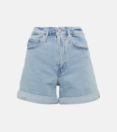 High Rise Cuffed Denim Shorts in Blue - Frame | Mytheresa