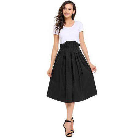Pleated Skirts | Shop Women's Black Pleated Cotton Skirt at Fashiontage | 12489091-0-size-m-color-black