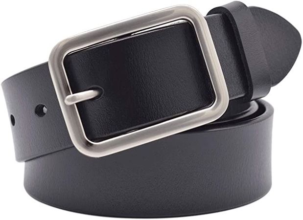 Amazon.com: Vonsely Womens Leather Belt for Jeans, Black Leather Waist Belts with Pin Buckles : Clothing, Shoes & Jewelry