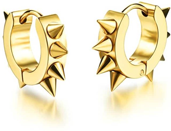 Gold spiked hoop earrings