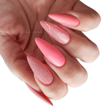 coral peach pink nails