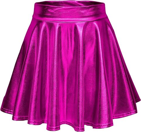 Amazon.com: EXCHIC Women's Shiny Metallic Wet Look Stretchy Flared Mini Skater Skirt (M, Candy Green) : Clothing, Shoes & Jewelry