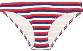 The Elle Striped Ribbed Low-rise Bikini Briefs