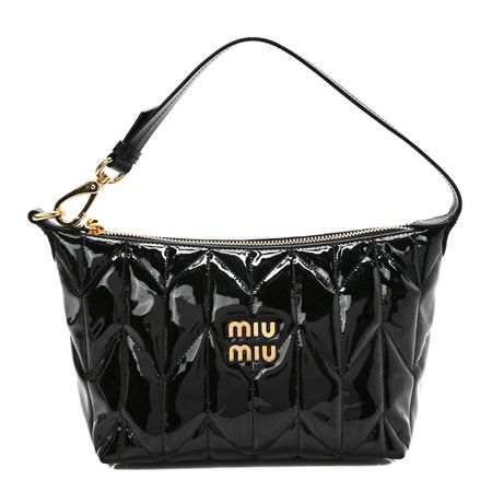 MIU MIU Iridescent Fabric Quilted Mini Spirit Ciré Bag Black 1139913 | FASHIONPHILE