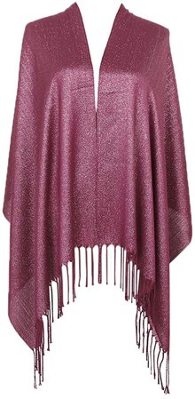 LMVERNA Women's Sparkling Metallic Pashmina Scarf Lightweight Fashion Large Shawls and Wraps for Evening Dresses (Maroon+Silver) at Amazon Women’s Clothing store