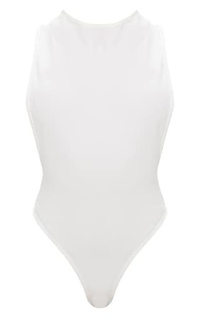 White Crepe Side Boob Thong Bodysuit | Tops | PrettyLittleThing