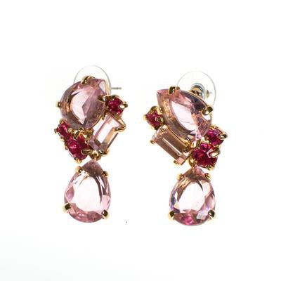 Vintage Pink Crystal Statement Earrings, Pierced - Vintage Meet Modern