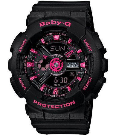 Baby-G Street Neon Black & Pink Resin Bracelet Ana-Digi Watch