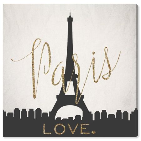 Runway Avenue Cities and Skylines Wall Art Canvas Prints 'Paris Love' European Cities - Black, Gold - Walmart.com