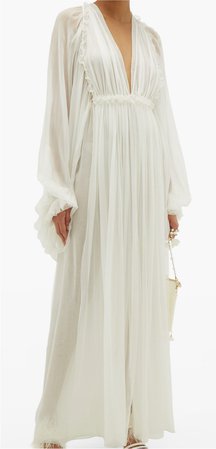 white gown cream dress