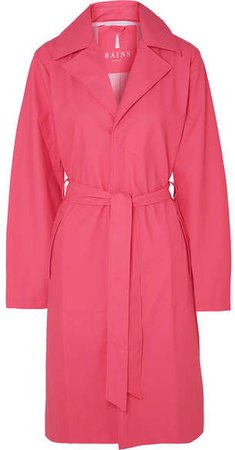Belted Matte-pu Trench Coat - Pink