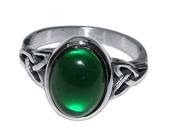 Vintage 90s Style Boho Goth Grunge Emerald Green Cabochon Celtic Triquetra GENUINE STAINLESS STEEL Non Tarnish Ring - Etsy
