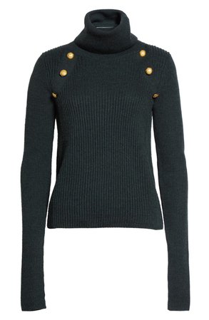 Veronica Beard Pearson Button Detail Merino Wool Sweater