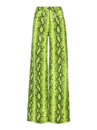 Green snake print pants
