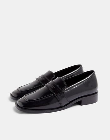 Topshop leather loafers in black | ASOS