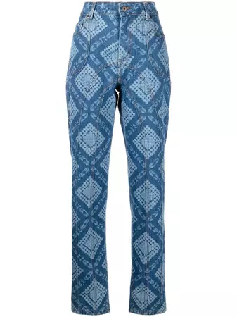 Ahluwalia geometric-print straight-leg Jeans - Farfetch