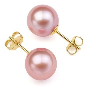 pink pearl stud earrings