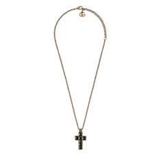 black enamel Necklace with small cross | GUCCI® US