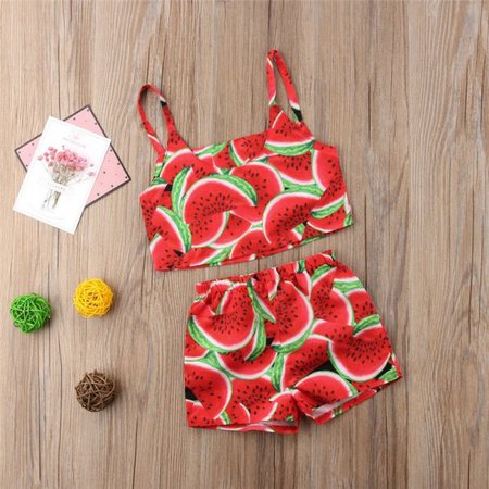 Lorelai Watermelon Crop Top & Shorts Set - Olive and Quin