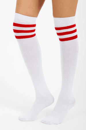 White socks with red stripes
