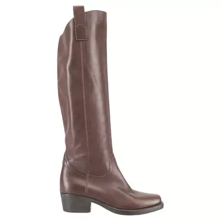 Gucci Women's Brown Square Toe Knee High Boots For Sale at 1stDibs